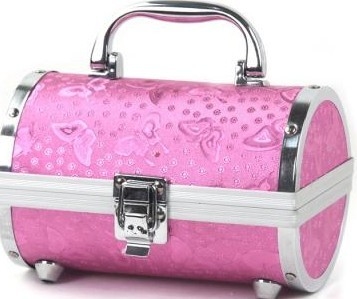 Caso cosmetico professionale rosa di viaggio del cuoio di grano per le donne/truccatore