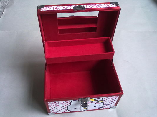 Il caso cosmetico professionale rosa portatile personalizza il rivestimento del velluto